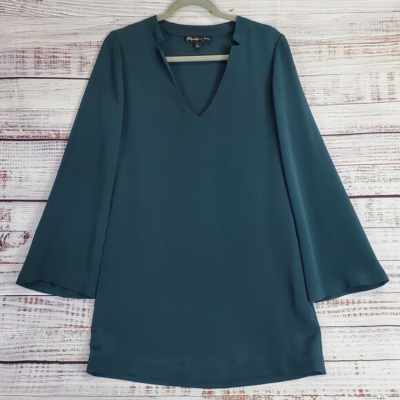 Elizabeth and James Silk Jade Green Brigette Dress Flare Sleeves Whimsy Fairy 4 - Picture 1 of 14